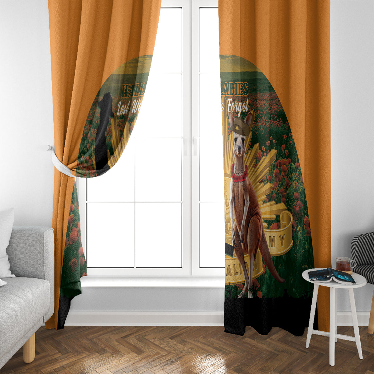 Australia Wallabies Rugby ANZAC Day Window Curtain 2024 Lest We Forget