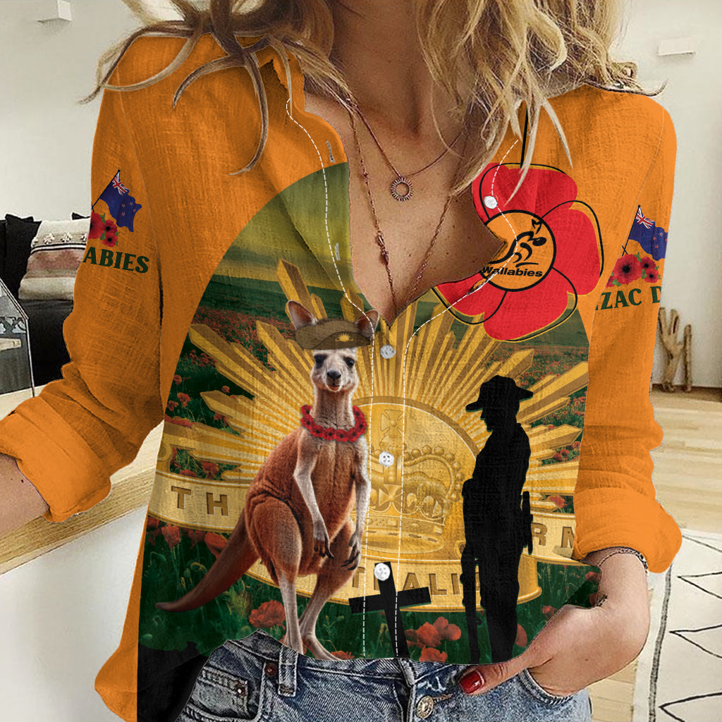 Australia Wallabies Rugby ANZAC Day Women Casual Shirt 2024 Lest We Forget