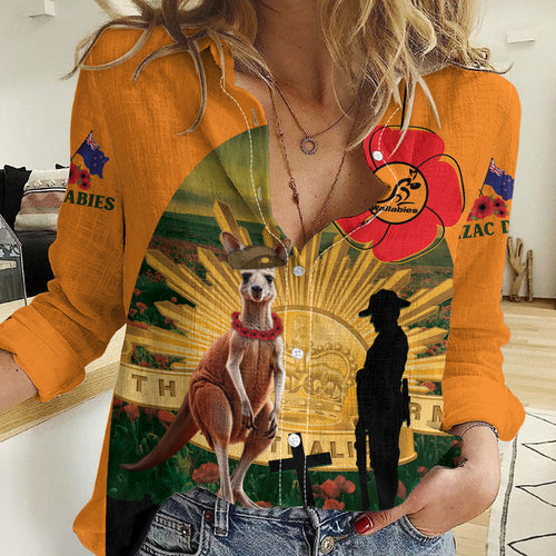 Australia Wallabies Rugby ANZAC Day Women Casual Shirt 2024 Lest We Forget