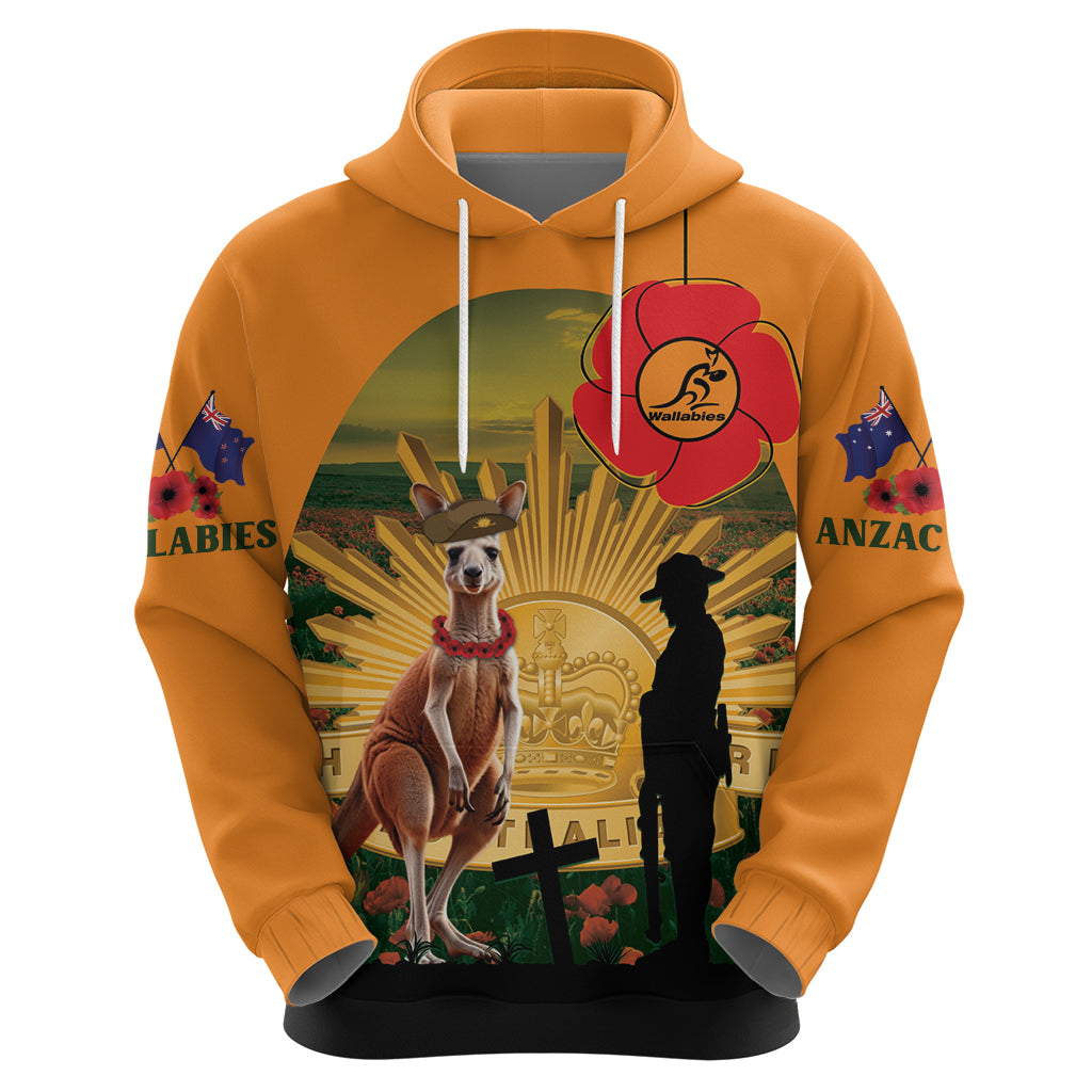 Australia Wallabies Rugby ANZAC Day Zip Hoodie 2024 Lest We Forget