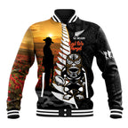 Custom New Zealand Silver Fern Rugby ANZAC Day Baseball Jacket 2024 All Black Tiki Mascot