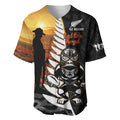 Custom New Zealand Silver Fern Rugby ANZAC Day Baseball Jersey 2024 All Black Tiki Mascot
