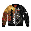 Custom New Zealand Silver Fern Rugby ANZAC Day Bomber Jacket 2024 All Black Tiki Mascot