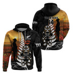 Custom New Zealand Silver Fern Rugby ANZAC Day Hoodie 2024 All Black Tiki Mascot