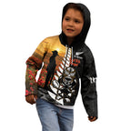 Custom New Zealand Silver Fern Rugby ANZAC Day Kid Hoodie 2024 All Black Tiki Mascot