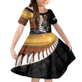 Custom New Zealand Silver Fern Rugby ANZAC Day Kid Short Sleeve Dress 2024 All Black Tiki Mascot
