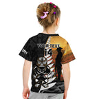 Custom New Zealand Silver Fern Rugby ANZAC Day Kid T Shirt 2024 All Black Tiki Mascot