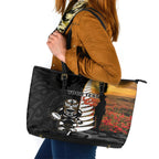 Custom New Zealand Silver Fern Rugby ANZAC Day Leather Tote Bag 2024 All Black Tiki Mascot