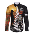 Custom New Zealand Silver Fern Rugby ANZAC Day Long Sleeve Button Shirt 2024 All Black Tiki Mascot