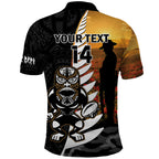 Custom New Zealand Silver Fern Rugby ANZAC Day Polo Shirt 2024 All Black Tiki Mascot