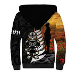 Custom New Zealand Silver Fern Rugby ANZAC Day Sherpa Hoodie 2024 All Black Tiki Mascot
