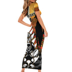 Custom New Zealand Silver Fern Rugby ANZAC Day Short Sleeve Bodycon Dress 2024 All Black Tiki Mascot