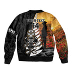 Custom New Zealand Silver Fern Rugby ANZAC Day Sleeve Zip Bomber Jacket 2024 All Black Tiki Mascot