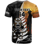 Custom New Zealand Silver Fern Rugby ANZAC Day T Shirt 2024 All Black Tiki Mascot