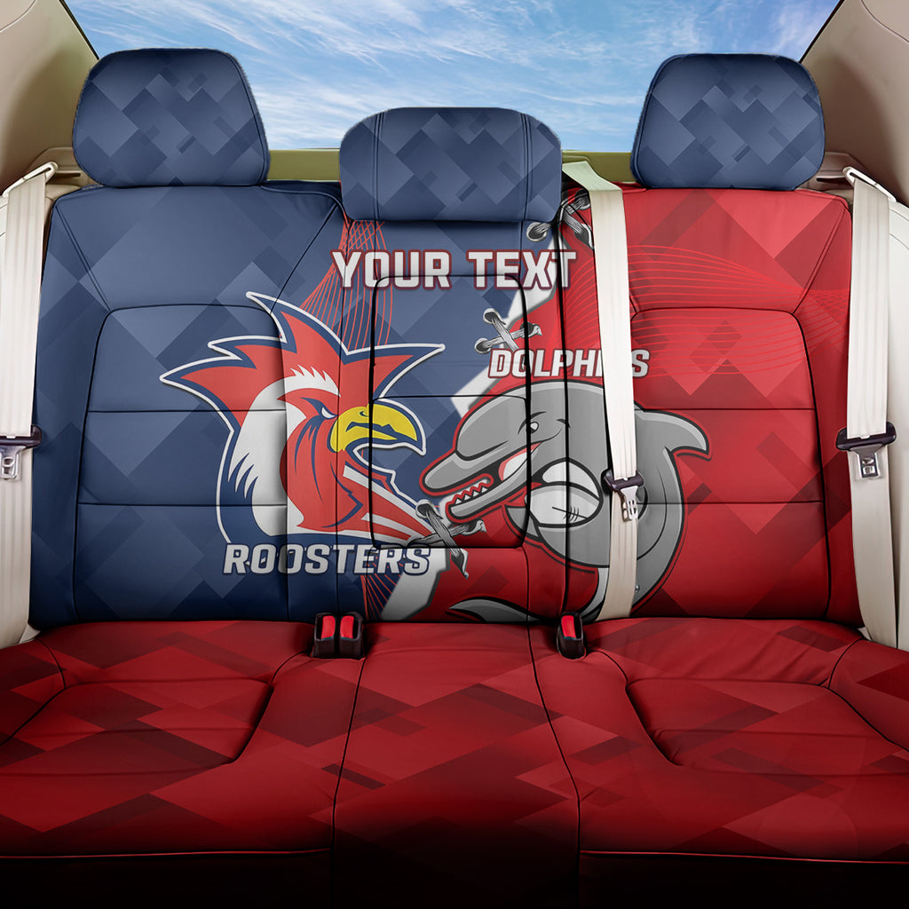Personalised Dolphins And Roosters Rugby Back Car Seat Cover NRL Sporty Style