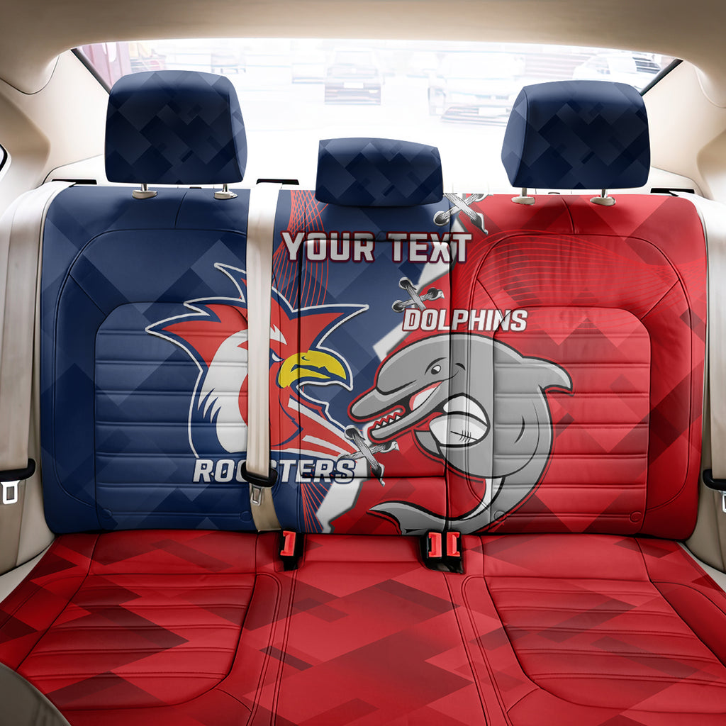Personalised Dolphins And Roosters Rugby Back Car Seat Cover NRL Sporty Style