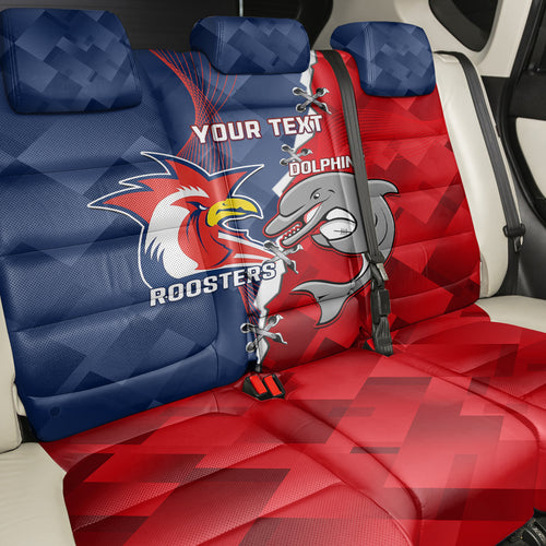 Personalised Dolphins And Roosters Rugby Back Car Seat Cover NRL Sporty Style