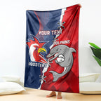 Personalised Dolphins And Roosters Rugby Blanket NRL Sporty Style