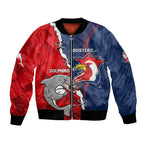 Personalised Dolphins And Roosters Rugby Bomber Jacket NRL Sporty Style