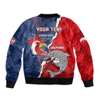 Personalised Dolphins And Roosters Rugby Bomber Jacket NRL Sporty Style