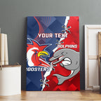 Personalised Dolphins And Roosters Rugby Canvas Wall Art NRL Sporty Style