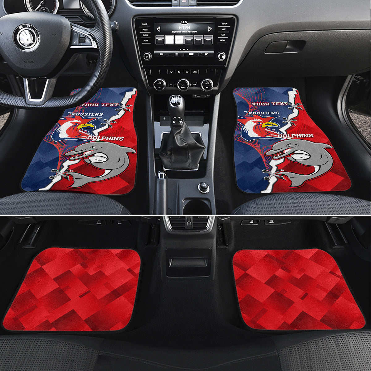 Personalised Dolphins And Roosters Rugby Car Mats NRL Sporty Style