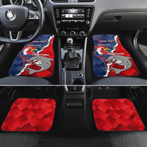 Personalised Dolphins And Roosters Rugby Car Mats NRL Sporty Style