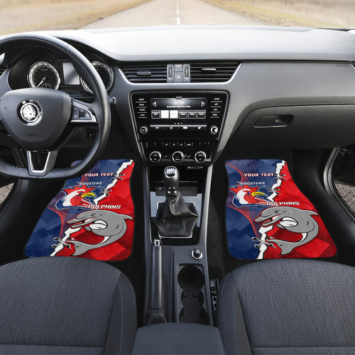 Personalised Dolphins And Roosters Rugby Car Mats NRL Sporty Style