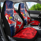 Personalised Dolphins And Roosters Rugby Car Seat Cover NRL Sporty Style