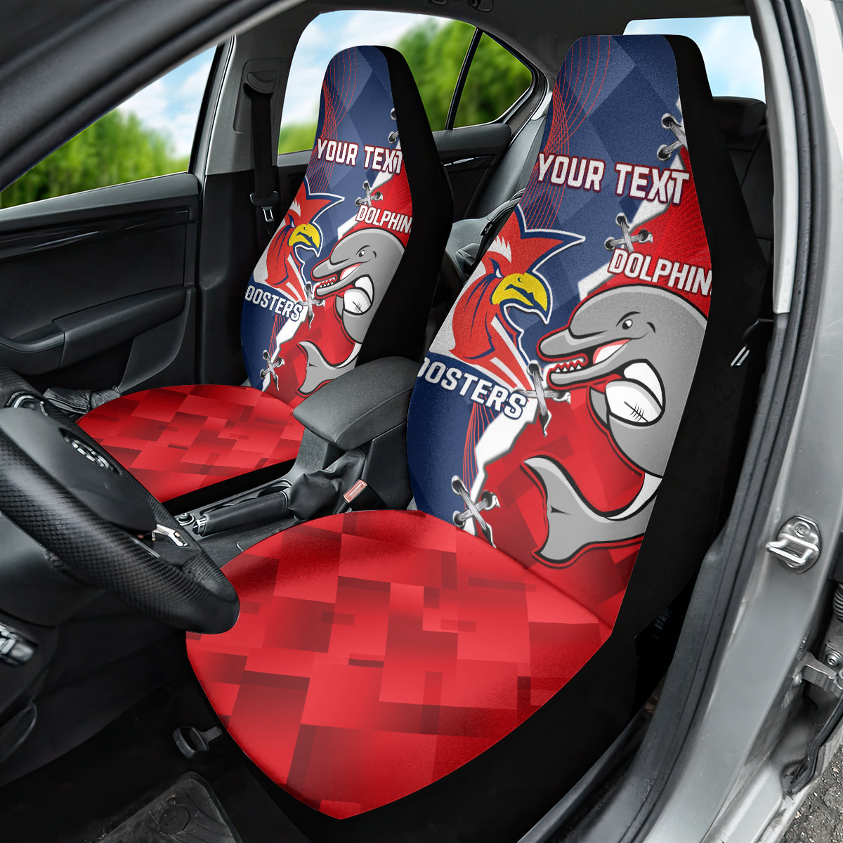 Personalised Dolphins And Roosters Rugby Car Seat Cover NRL Sporty Style