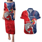 Personalised Dolphins And Roosters Rugby Couples Matching Puletasi and Hawaiian Shirt NRL Sporty Style