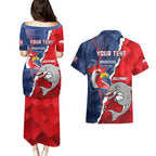 Personalised Dolphins And Roosters Rugby Couples Matching Puletasi and Hawaiian Shirt NRL Sporty Style