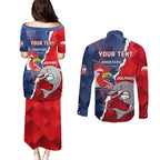 Personalised Dolphins And Roosters Rugby Couples Matching Puletasi and Long Sleeve Button Shirt NRL Sporty Style