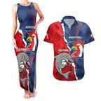 Personalised Dolphins And Roosters Rugby Couples Matching Tank Maxi Dress and Hawaiian Shirt NRL Sporty Style