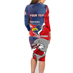 Personalised Dolphins And Roosters Rugby Family Matching Long Sleeve Bodycon Dress and Hawaiian Shirt NRL Sporty Style