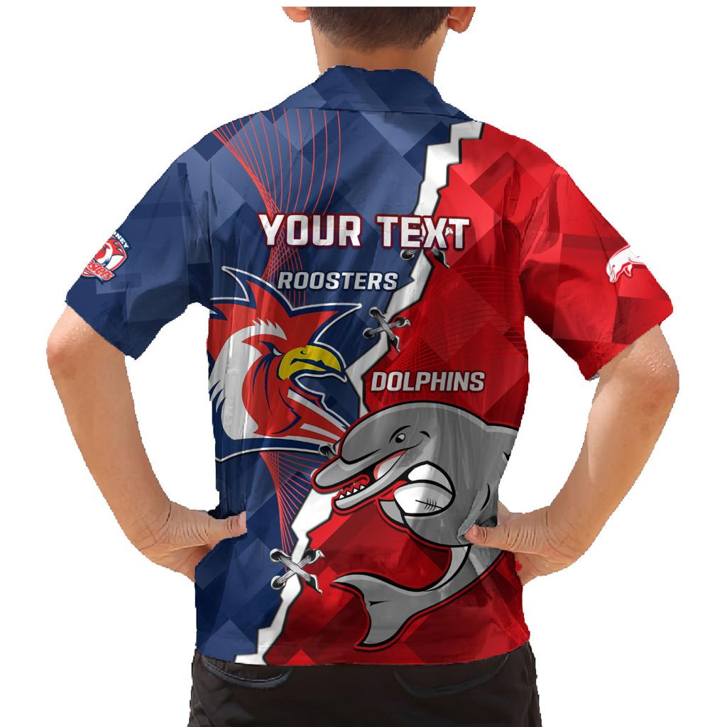 Personalised Dolphins And Roosters Rugby Family Matching Mermaid Dress and Hawaiian Shirt NRL Sporty Style