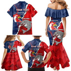 Personalised Dolphins And Roosters Rugby Family Matching Mermaid Dress and Hawaiian Shirt NRL Sporty Style