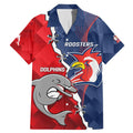 Personalised Dolphins And Roosters Rugby Family Matching Mermaid Dress and Hawaiian Shirt NRL Sporty Style