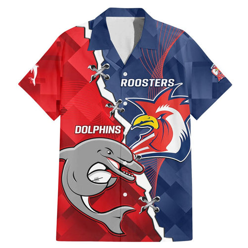 Personalised Dolphins And Roosters Rugby Family Matching Mermaid Dress and Hawaiian Shirt NRL Sporty Style