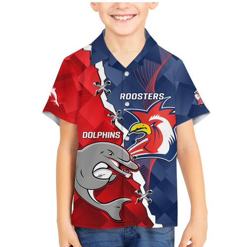 Personalised Dolphins And Roosters Rugby Family Matching Mermaid Dress and Hawaiian Shirt NRL Sporty Style