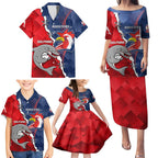 Personalised Dolphins And Roosters Rugby Family Matching Puletasi and Hawaiian Shirt NRL Sporty Style