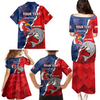 Personalised Dolphins And Roosters Rugby Family Matching Puletasi and Hawaiian Shirt NRL Sporty Style