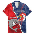 Personalised Dolphins And Roosters Rugby Family Matching Puletasi and Hawaiian Shirt NRL Sporty Style