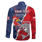 Personalised Dolphins And Roosters Rugby Family Matching Puletasi and Hawaiian Shirt NRL Sporty Style