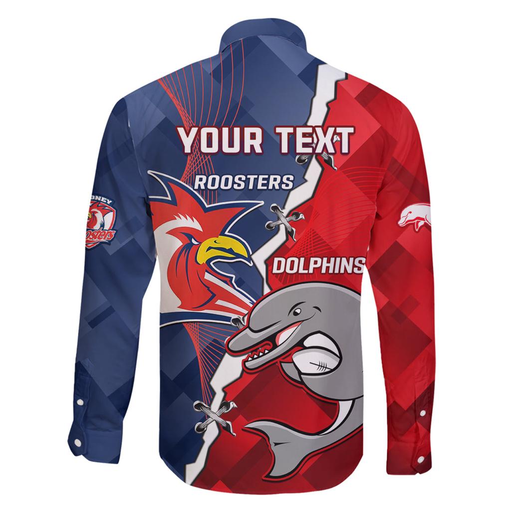 Personalised Dolphins And Roosters Rugby Family Matching Puletasi and Hawaiian Shirt NRL Sporty Style