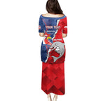 Personalised Dolphins And Roosters Rugby Family Matching Puletasi and Hawaiian Shirt NRL Sporty Style