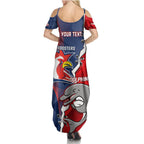 Personalised Dolphins And Roosters Rugby Family Matching Summer Maxi Dress and Hawaiian Shirt NRL Sporty Style