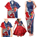 Personalised Dolphins And Roosters Rugby Family Matching Tank Maxi Dress and Hawaiian Shirt NRL Sporty Style