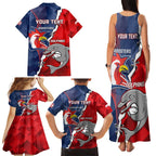 Personalised Dolphins And Roosters Rugby Family Matching Tank Maxi Dress and Hawaiian Shirt NRL Sporty Style