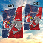 Personalised Dolphins And Roosters Rugby Garden Flag NRL Sporty Style